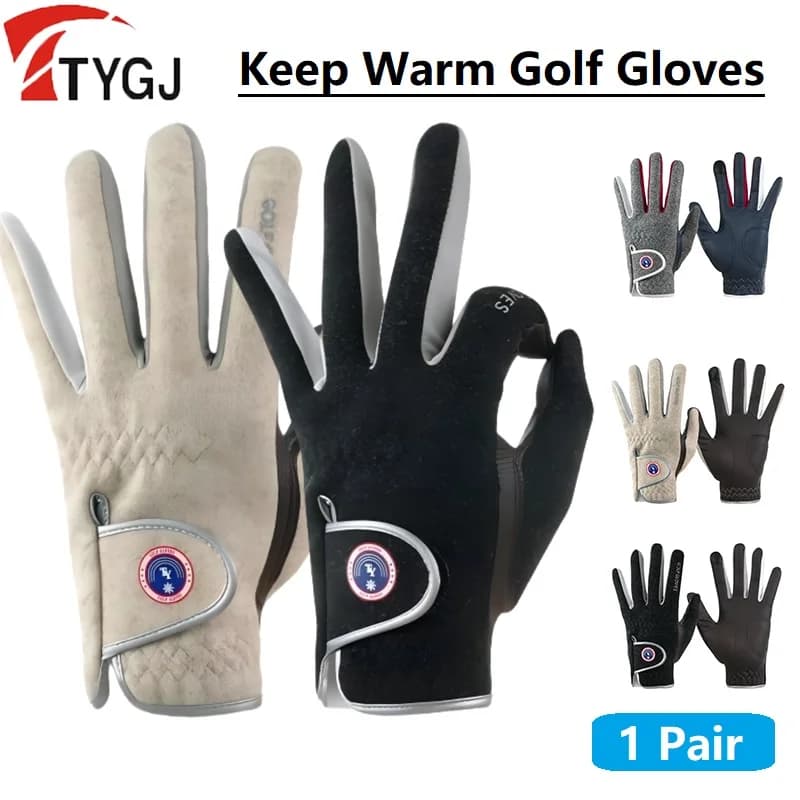 TTYGJ Guanti da golf invernali caldi con dita intere da uomo antiscivolo Tenere al caldo Guanti da ciclismo Sport maschili Touch Screen Guanti in pile
