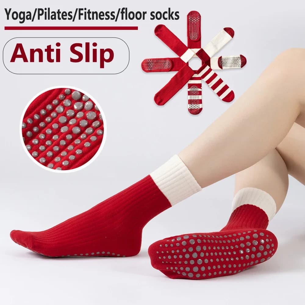 Calzini da yoga fortunati da donna Calzini antiscivolo per sport da pavimento Zumba Pilates Calzini al polpaccio Calzini di tendenza alla moda per tutti i fiammiferi