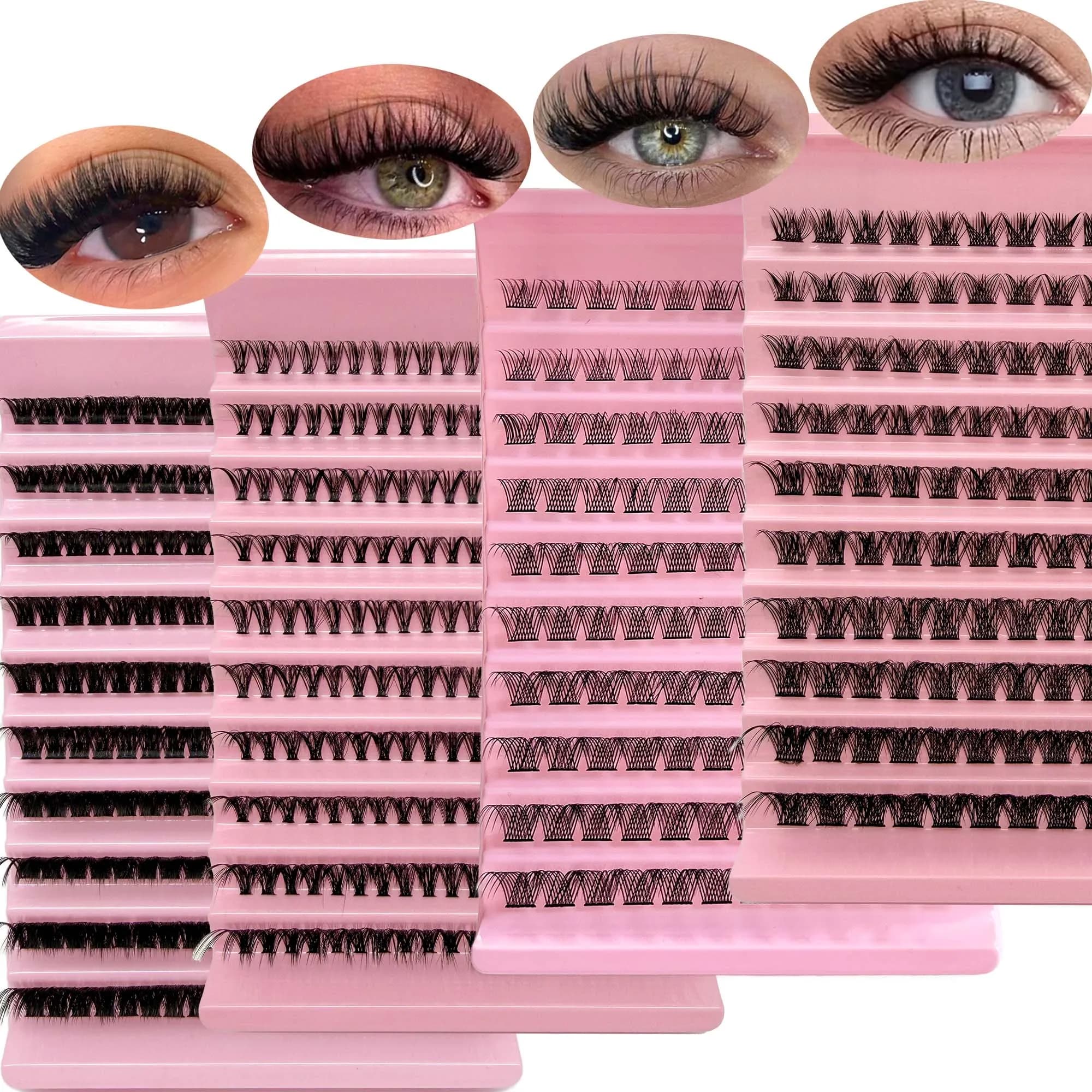 DIY Eyelash Extension Kit Individual Lashes Cluster Mix Lash Clusters with Lash Bond and Seal and Lash Accessories