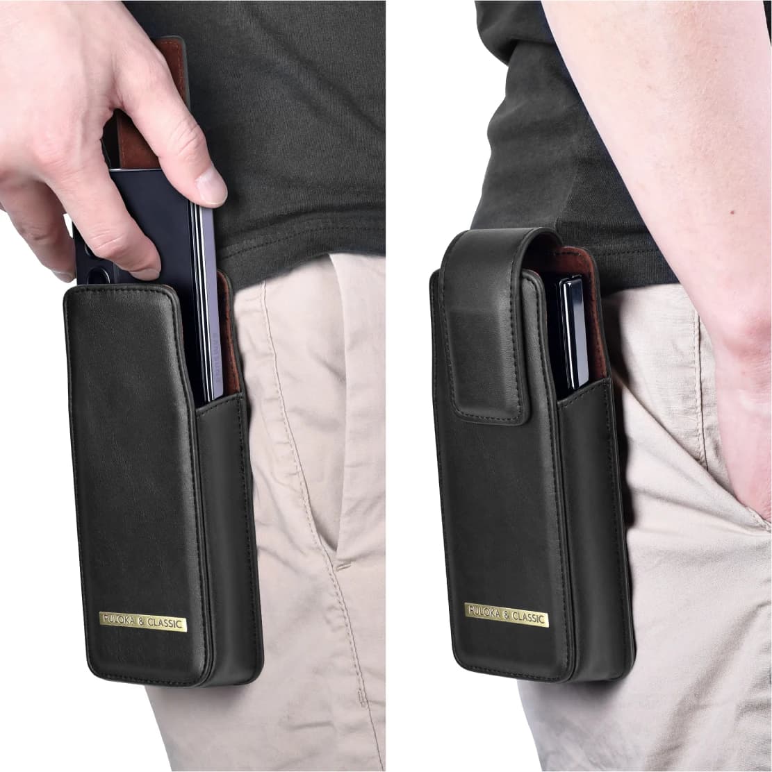 Custodia a marsupio in pelle con clip da cintura per Samsung Galaxy Z Fold 7/Fold 6/Fold 5/Fold 4, compatibile anche con Z Fold 3 2