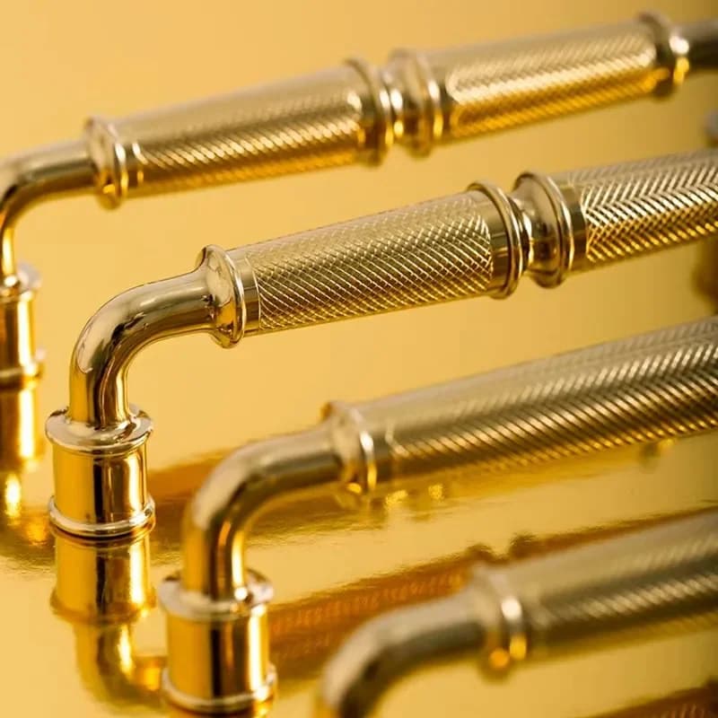 Maniglia per mobile in ottone dorato brillante con motivo a griglia, stile antico, per armadio, scarpiera, cassetto, porta, maniglia per mobili