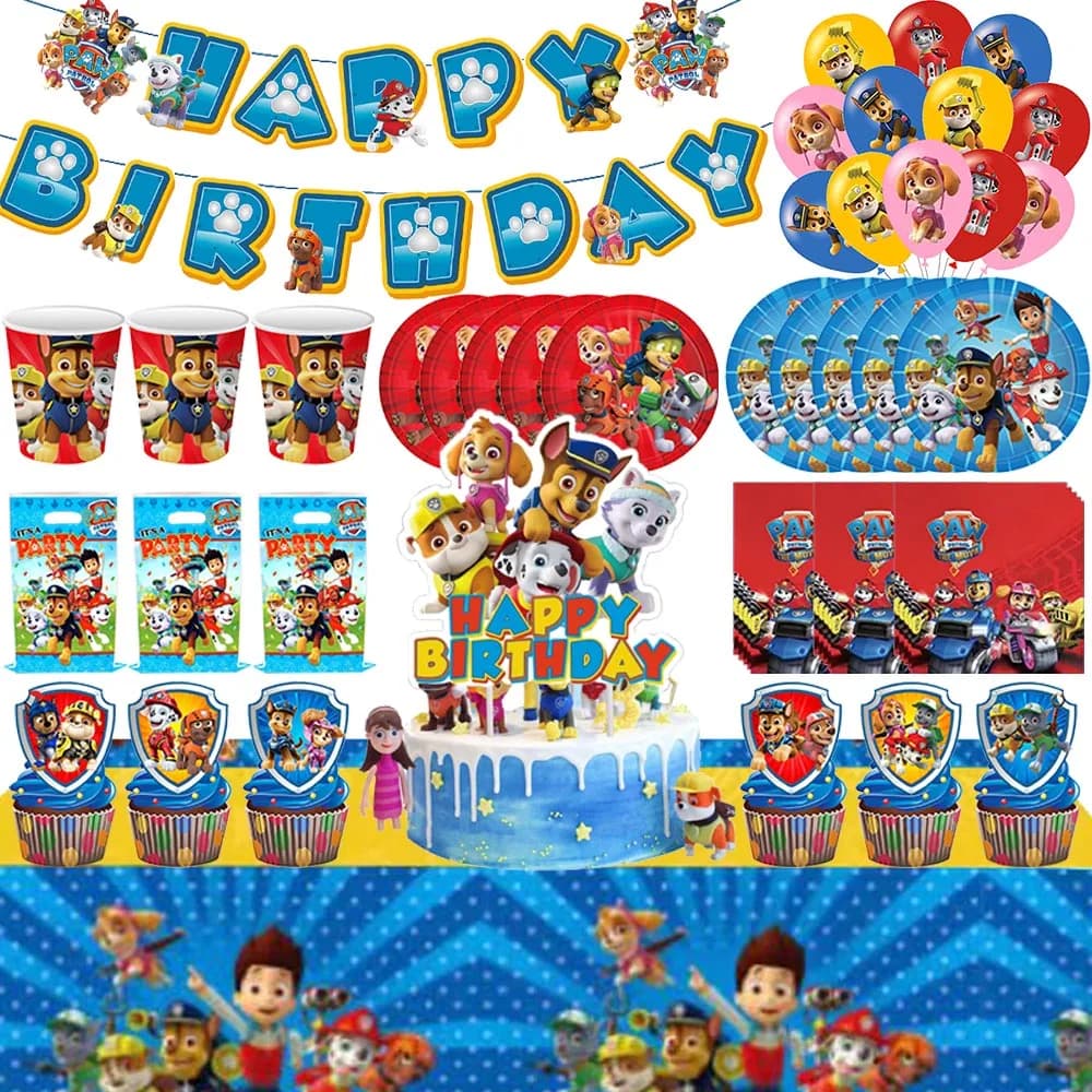 Decorazione per festa di compleanno Paw Patrol Forniture per feste di compleanno per bambini Palloncini per cani Piatto tazza Tovaglia Giocattoli Giocattolo per baby shower