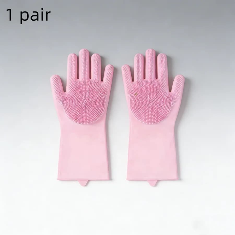 Un paio di guanti in silicone antiscivolo con polsino allungato, ispessiti, resistenti al calore e facili da pulire per le lavori domestici.