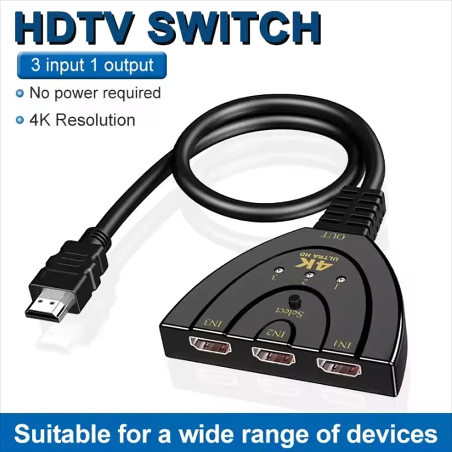 Splitter HDTV 4K 3 in 1 output 3 Door HD switcher Selector HD cable support Full HD 4K 1080P 3D HDTV PS4 Gaming console