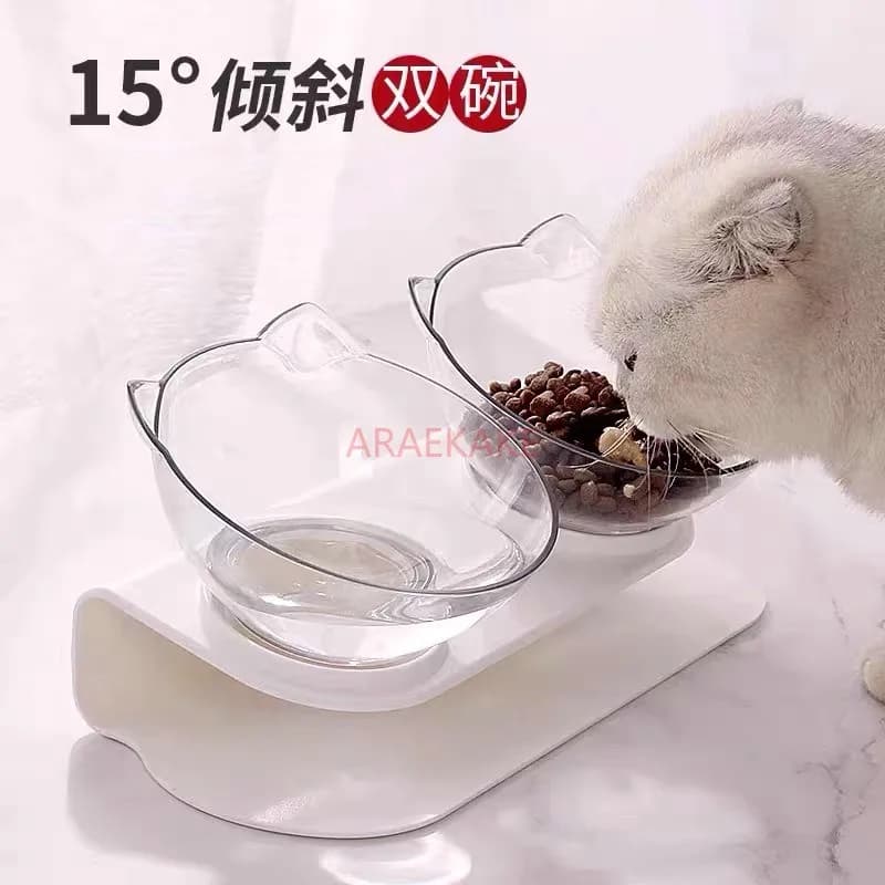 Ciotole singole doppie per gatti con supporto Ciotole per alimenti e acqua Supporto inclinabile Mangiatoie per gatti Forniture per l'alimentazione
