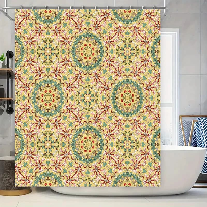 Tenda da doccia caleidoscopio con motivo floreale, arredamento moderno per il bagno, per la decorazione domestica, tessuto resistente, lavabile in lavatrice