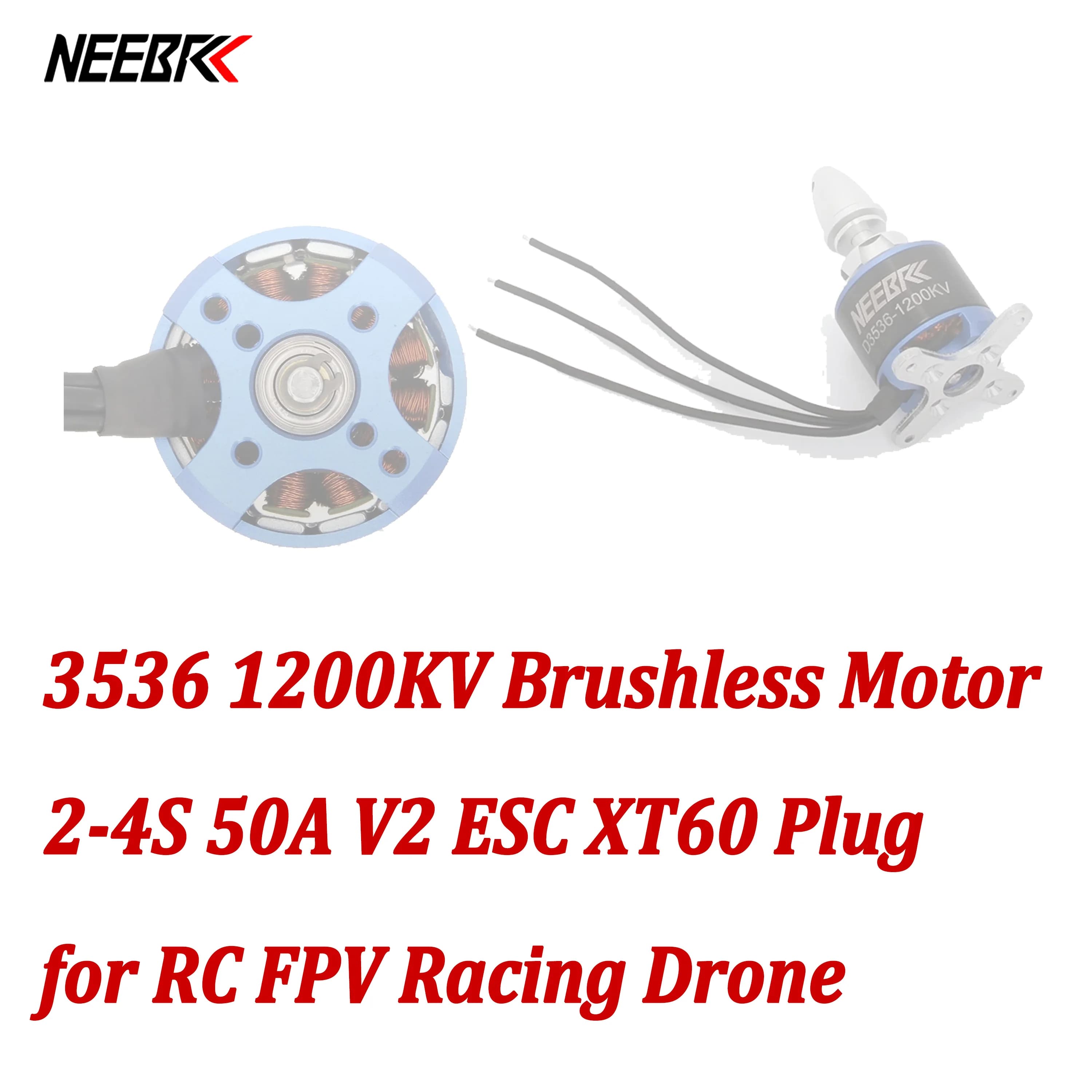 Motore Brushless NEEBRC 3536 1200KV 2-4S con ESC 50A V2 e Connettore XT60 per Droni FPV da Corsa, Aerei RC, Alianti ad Ala Fissa, Aeromobili e Warbirds