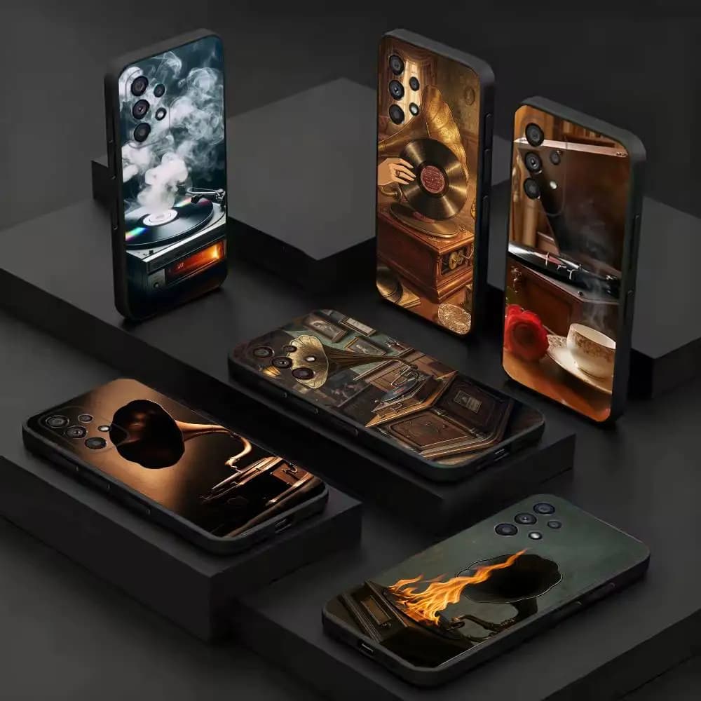 vintage gramophone Phone Case For Samsung S9,10,21,30,22,23,24,25,26,Ultra,Plus,Lite,FE,4,Black Case Smartphone case
