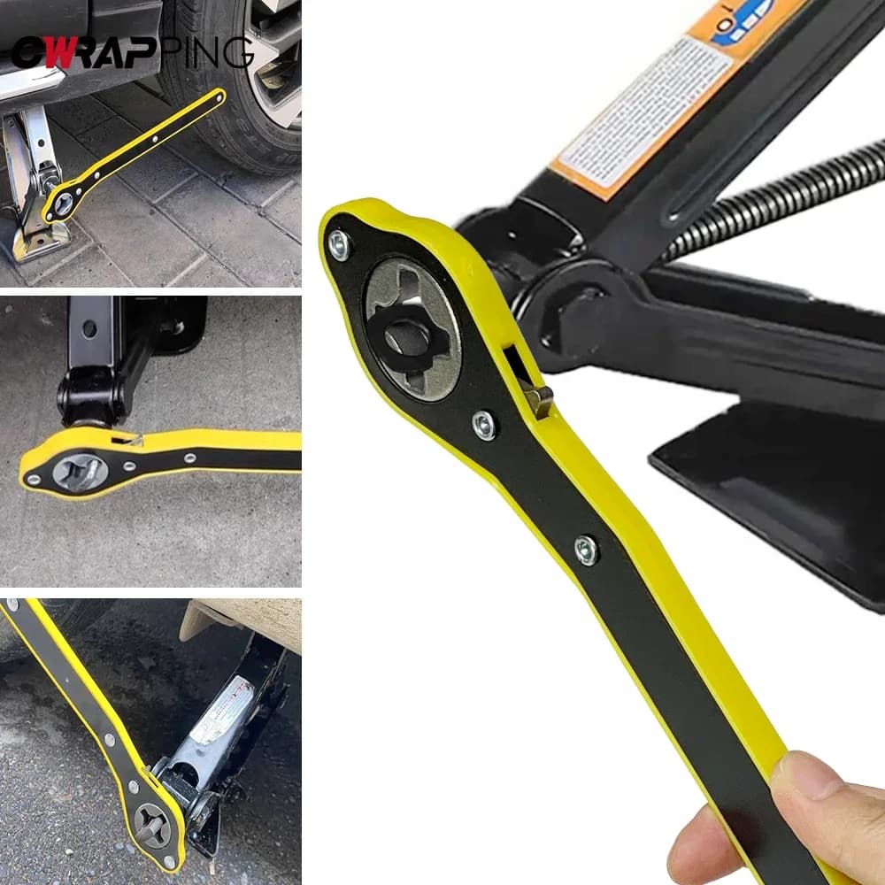 Martinetto per auto Chiave a cricchetto per risparmiare manodopera Efficiente cambio pneumatici Strumento per veicolo Martinetto a forbice per auto a manovella per accessori auto SUV