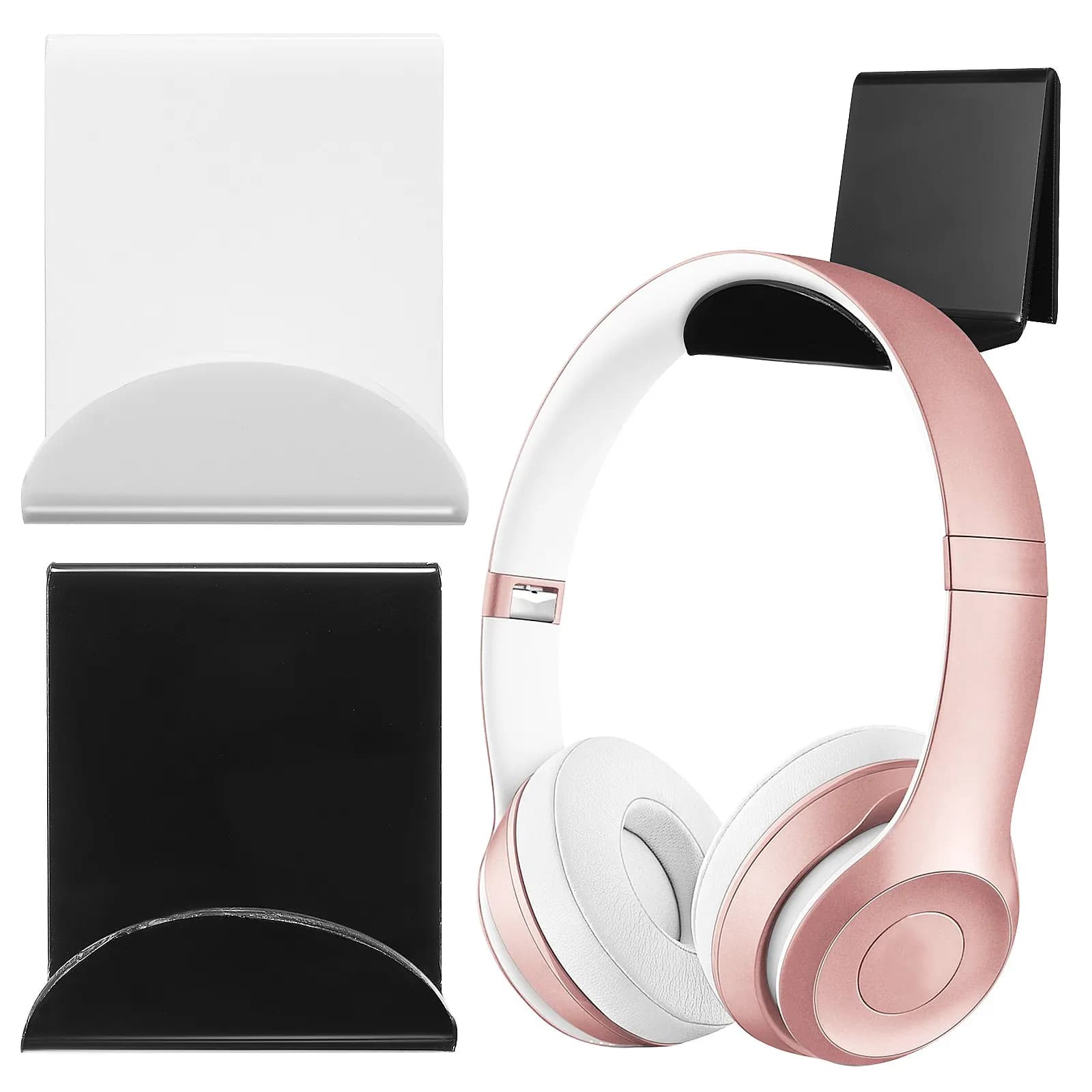 Supporto per cuffie in acrilico dal design semplice, 2 pezzi, salvaspazio, robusto, per ufficio, camera da letto, studio, giochi per PC
