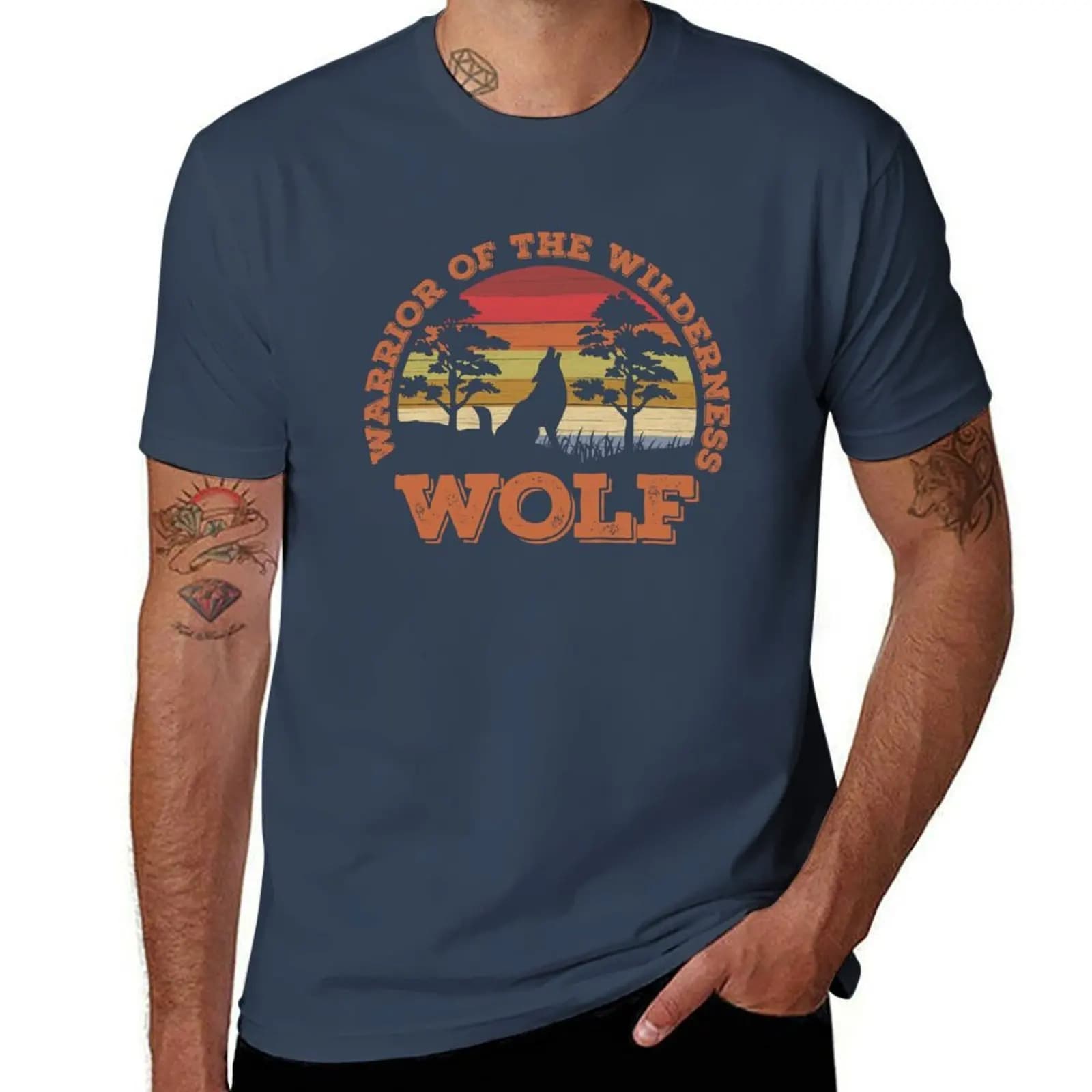 the Wilderness - T-shirt Wolf Warrior, maglietta sportiva traspirante per uomo
