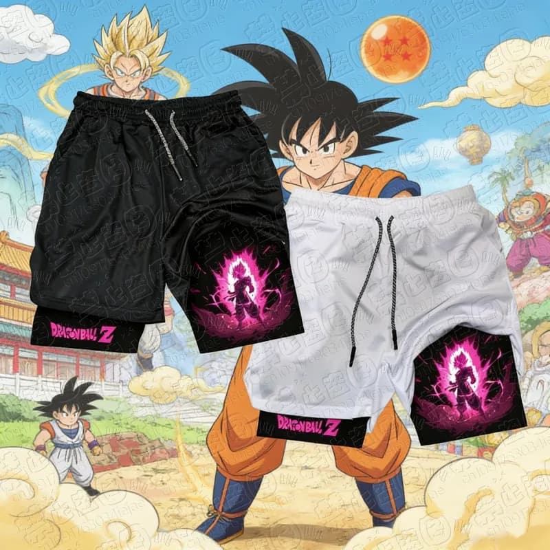 Pantaloncini Sportivi Dragon Ball Anime Stampati Uomo Donna Estate 2026 Traspiranti Asciugatura Rapida Casual Due-in-uno per Corsa