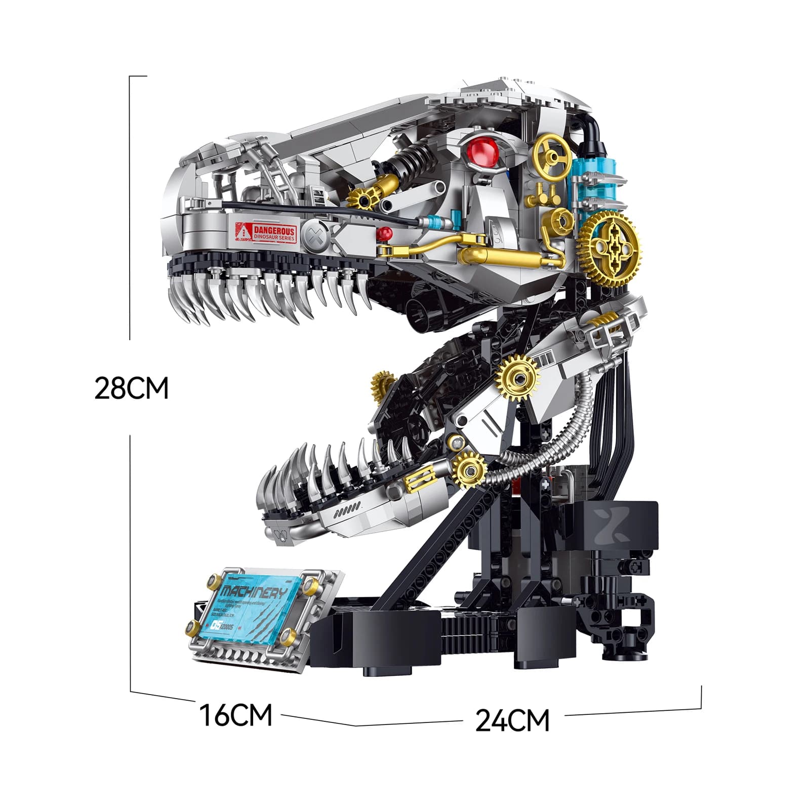 Set di giocattoli educativi da costruzione STEM con teschio di dinosauro motorizzato per adulti e bambini