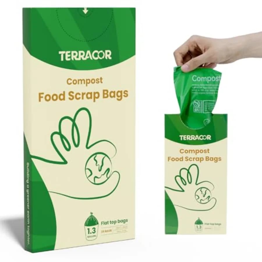 1.3 to 1.6 Gallon Compostable Trash Bags, 35 Count Green Compost Bags for Countertop Bin, Food Waste, Dispenser Packs Organic B