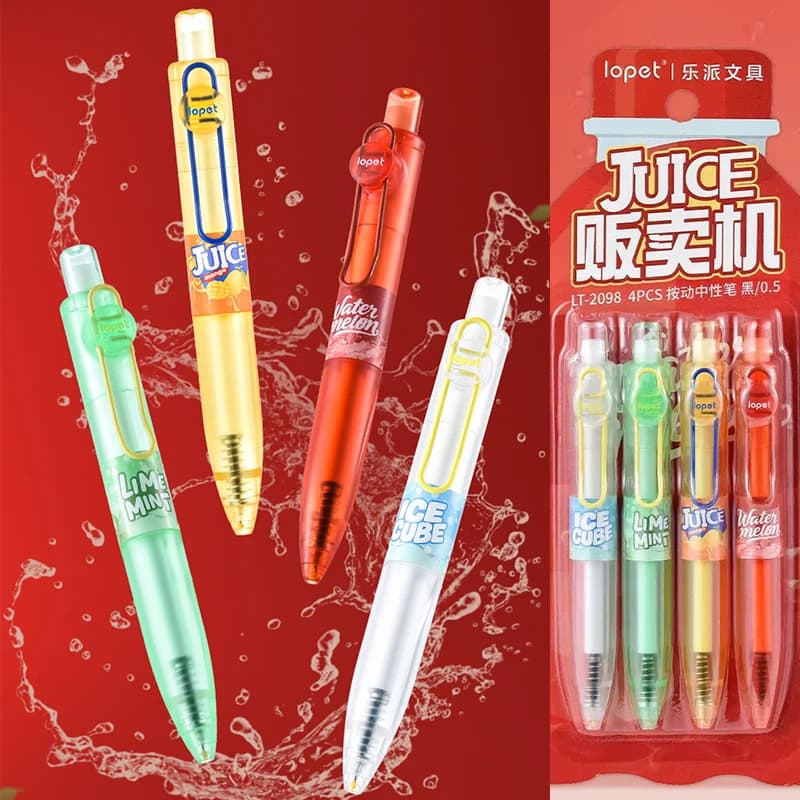 ​ Lopet JUICE Distributore automatico Penna gel paffuta ​ , Mini penna tascabile carina ed estetica ad asciugatura rapida per una scrittura fluida, firma, agenda