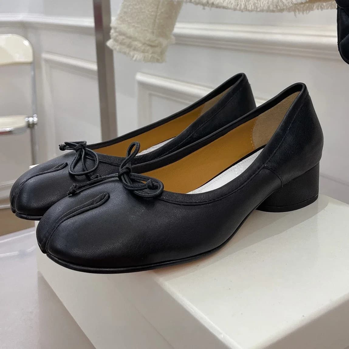 2025 Tabis Scarpe Ballerine con punta divisa Plus Size 43 Donna Mary Janes Tacco basso Ballerine in pelle nera Zapatos Mujer mocasines