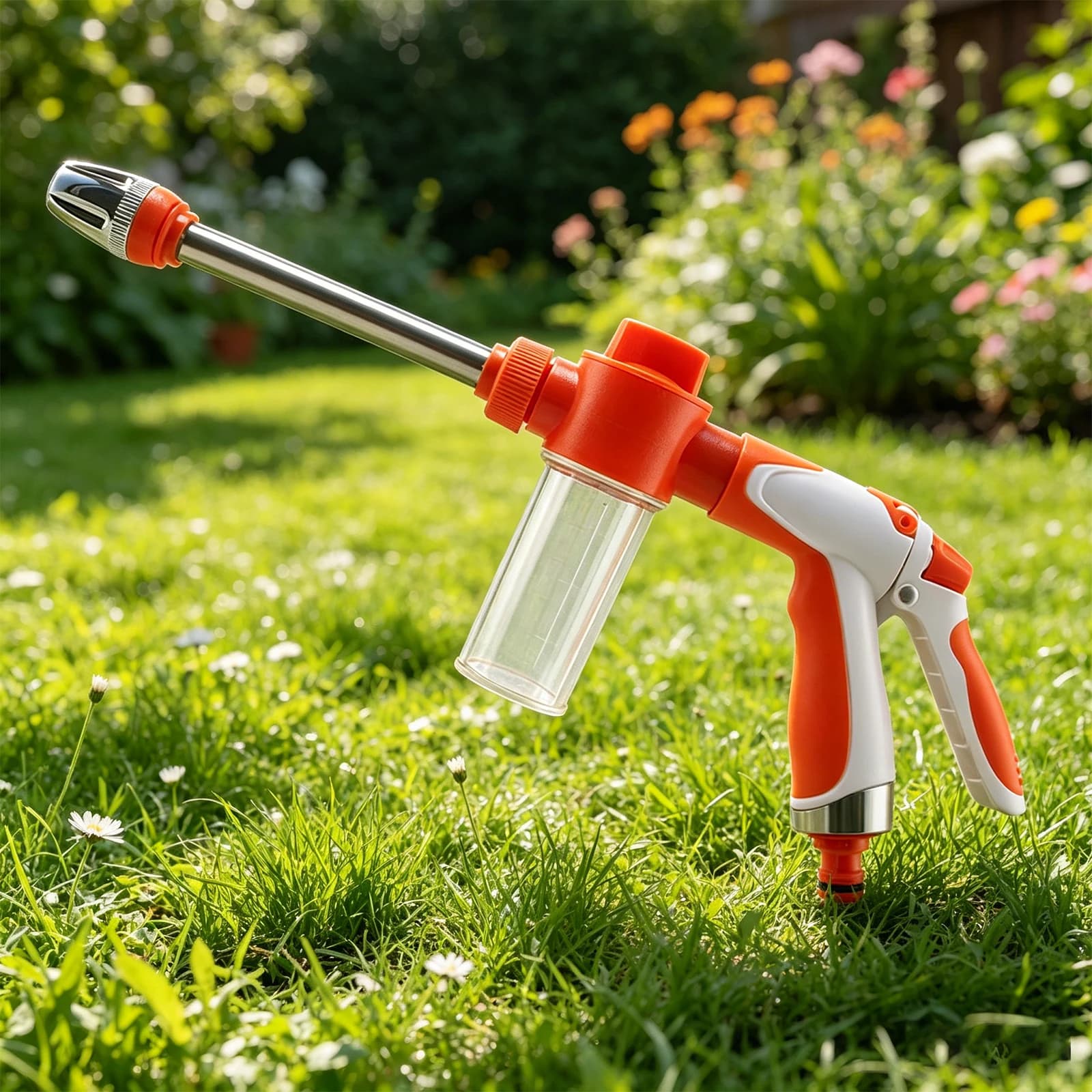 Metal Water Hose Nozzle Sprayer Cleaning Tools Adjustable Garden Hose Nozzle 360° Rotatable Design for Cars Floor Fence Wall