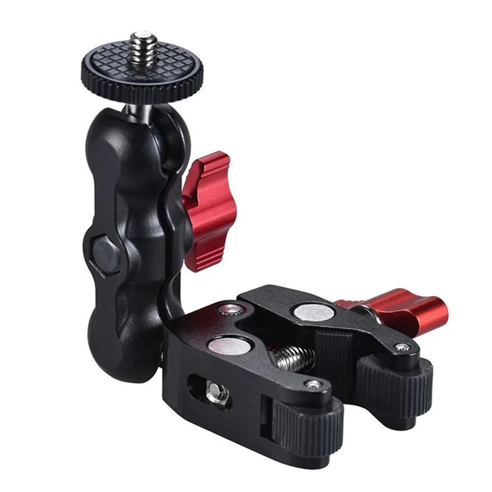 Morsetto Super Clamp per Fotocamera e Monitor 360 ° Adattatore a Doppia Testa Sferica Magic Arm per Fotocamere DSLR/Gopro/Luci LED/Telefoni