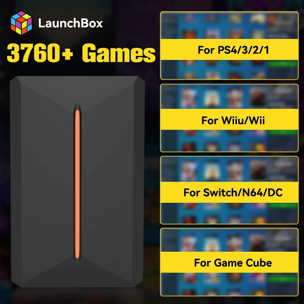 Disco rigido di emulazione Launchbox con 3700 giochi 3D/PC Disco rigido di gioco esterno per PS4/PS3/PS2/Switch/WII/WIIU/PS1500GB HDD per PC