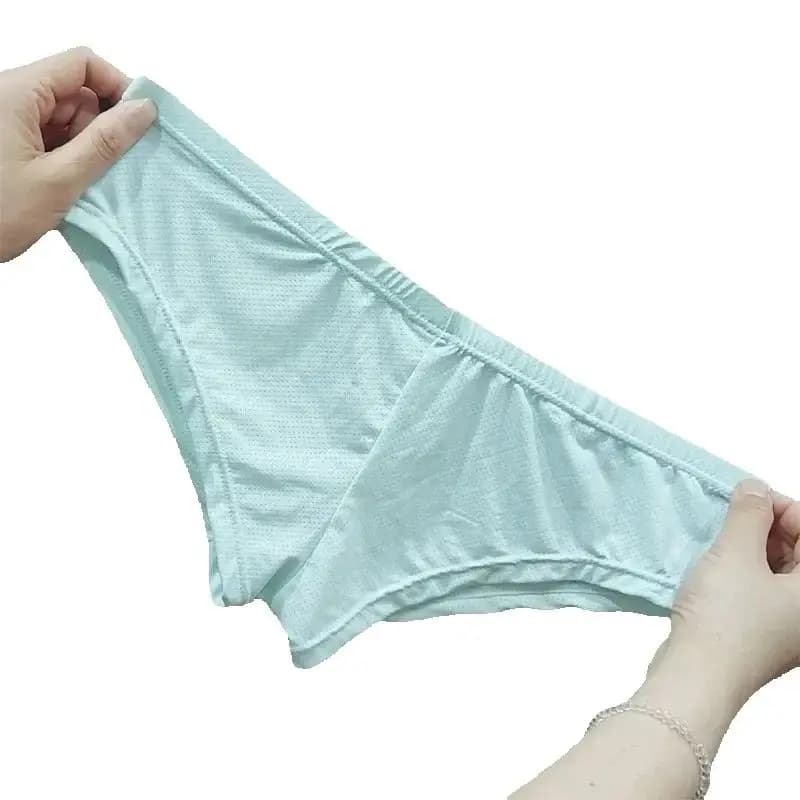Biancheria intima da uomo breve, maglia di seta ghiacciata, mutandine sportive, vita media maschile, custodia convessa a U, bikini, morbido e sottile, elastico e confortevole
