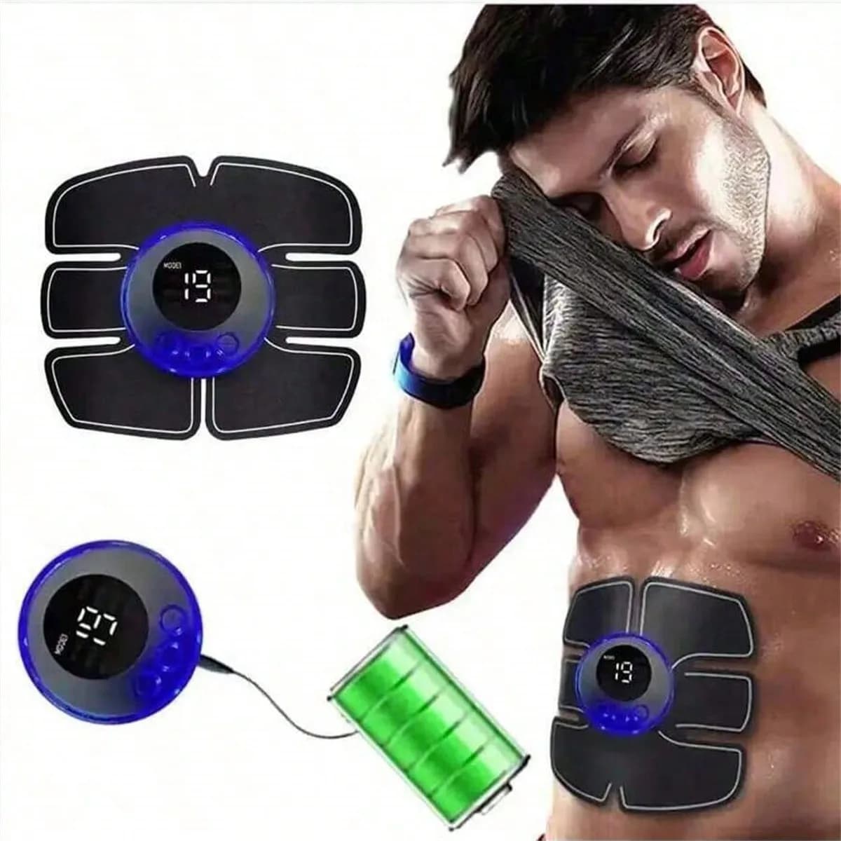 Dispositivo di allenamento per stimolatore muscolare EMS per allenamento di addominali e braccia, attrezzature per il fitness a casa per uomini