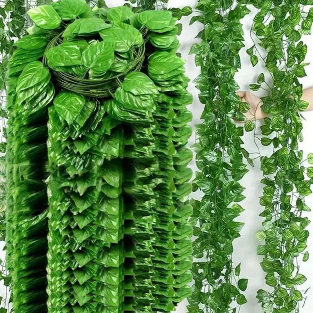 Ghirlanda di Foglie di Edera Artificiale Verde, Piante Rampicanti Finte per Decorazioni Fai-da-Te di Giardini, Matrimoni, Feste e Casa