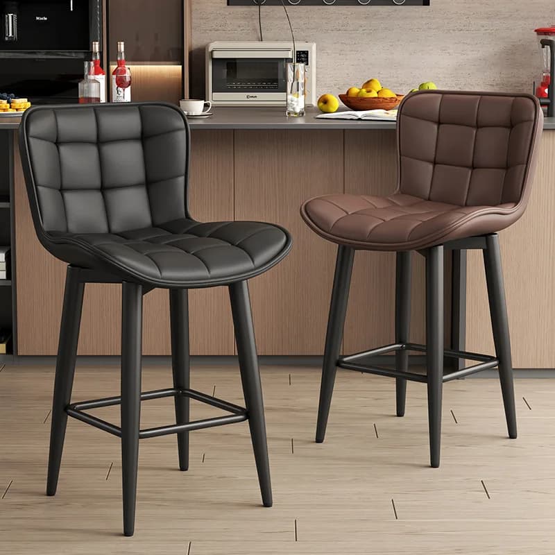 Modern steel chairs, dining chairs with high legs and leather lining, island stools, bar stools, reception stools, bar stools