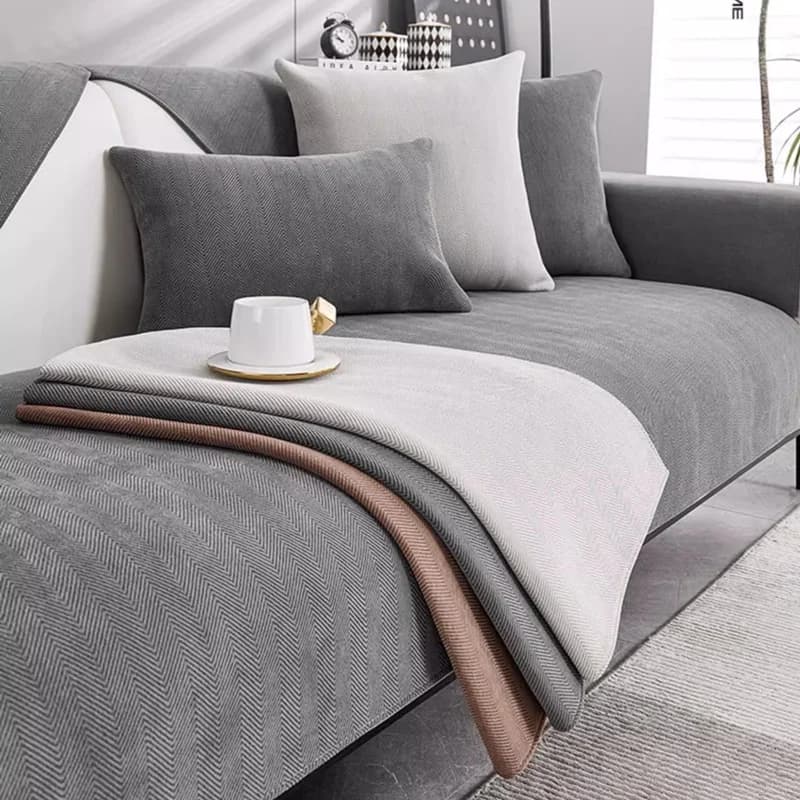 Minimalist Twill Chenille Anti-Slip Sofa Cover Living Room Furniture Decor Couch Cushion Cover Slipcover Sofa Seat