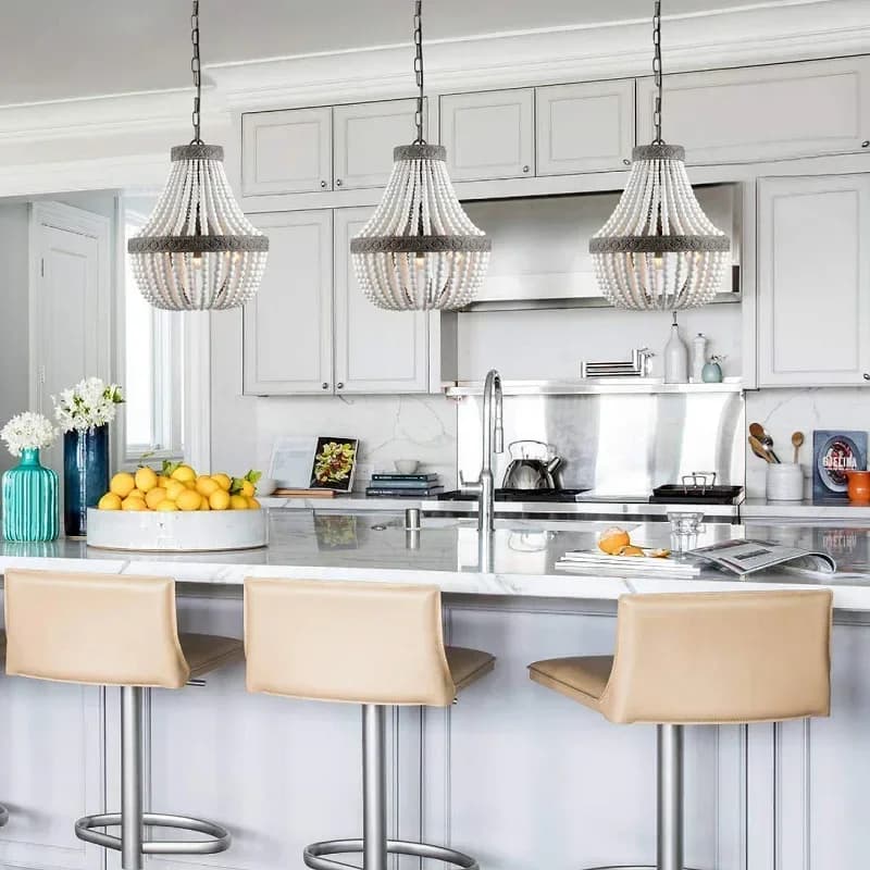 Nordic Creativo Circolare Perline di Legno Lampadario a LED Soggiorno Cucina dell'hotel Retro Rotico E27 Lampada a sospensione Illuminazione per interni Decor