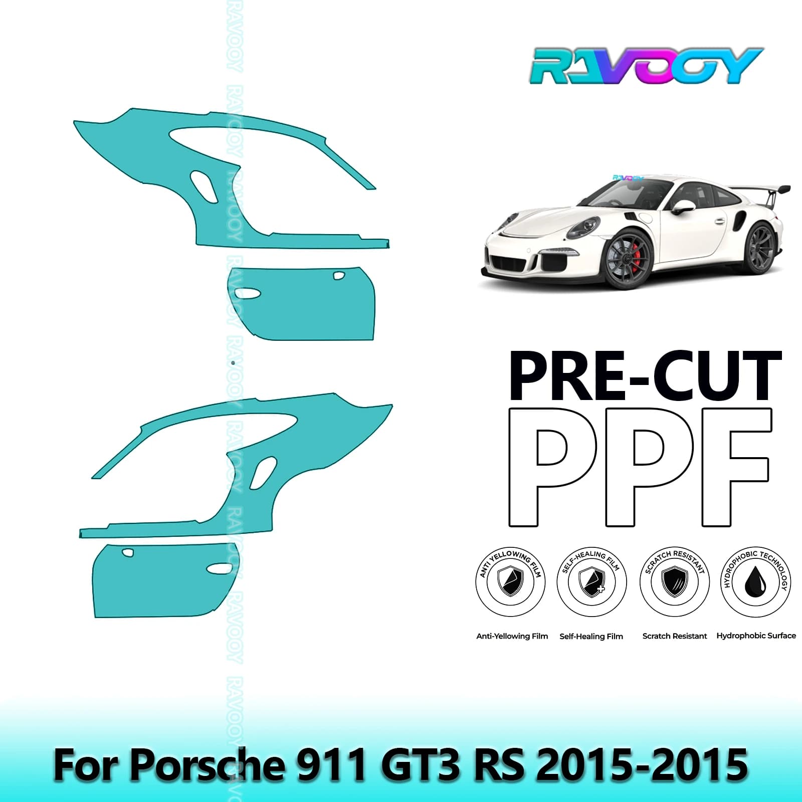 Per Porsche 911 GT3 RS 2015-2015 8.5mil Trasparente Opaco Pre-Cut PPF Porta e Pilastro A/B Kit Pellicola di Protezione Vernice TPU Set