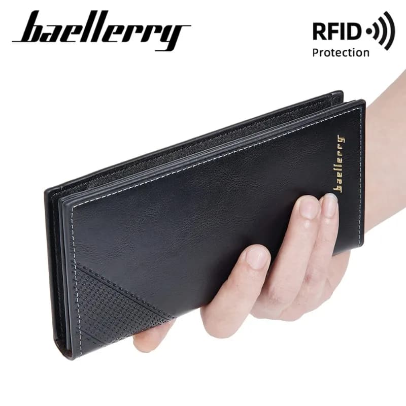 Portafoglio Baellerry con Blocco RFID per Uomo, Portafoglio Lungo Verticale Multi-Carta, Portamonete per Patente e Monete