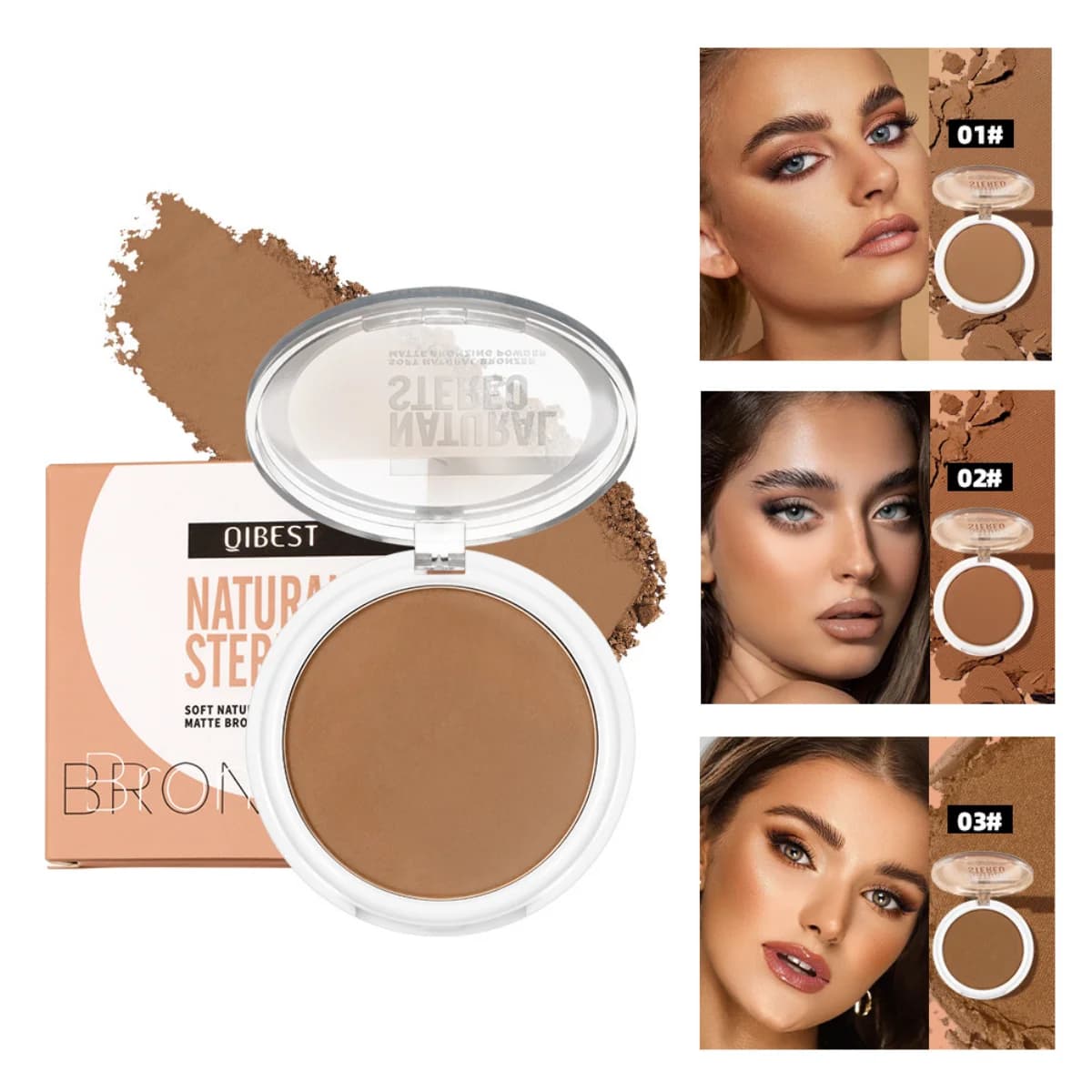 Tavolozza di contorni con ombretto a specchio Bronzer in polvere Tridimensionale Ombra per naso Riparazione in polvere Correttore viso Cosmetici Trucco