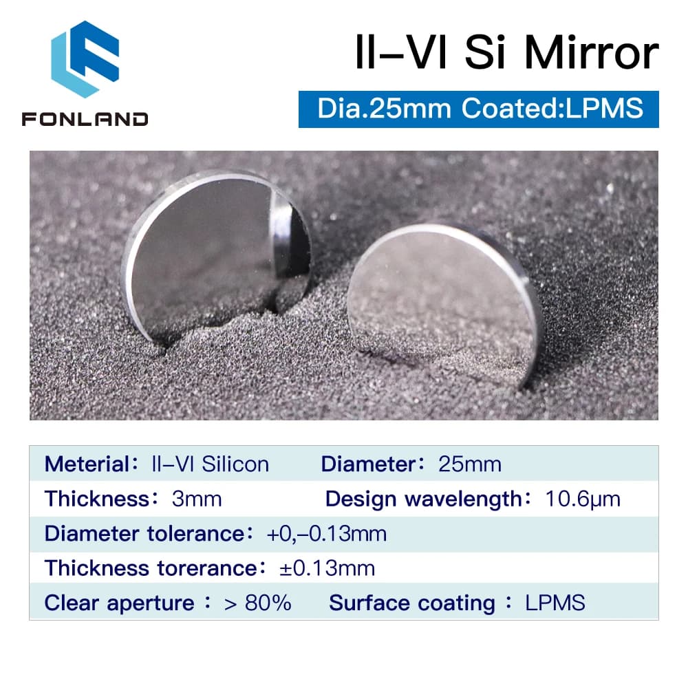 1 original pz II-VI Mirror Dia.20/25/30mm Thk.3mm 10.6um LPMS coating for laser engraving machine CO2