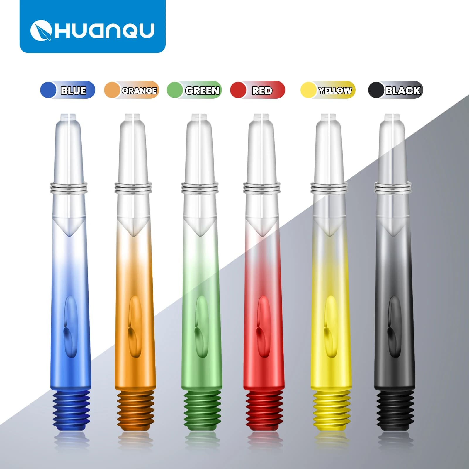 Aste per freccette in plastica trasparente Huanqu, confezione da 6, lunghezza 46 mm, filettatura standard 2Ba, adatte per freccette in acciaio e punta morbida, ali di ricambio per freccette, accessori per freccette