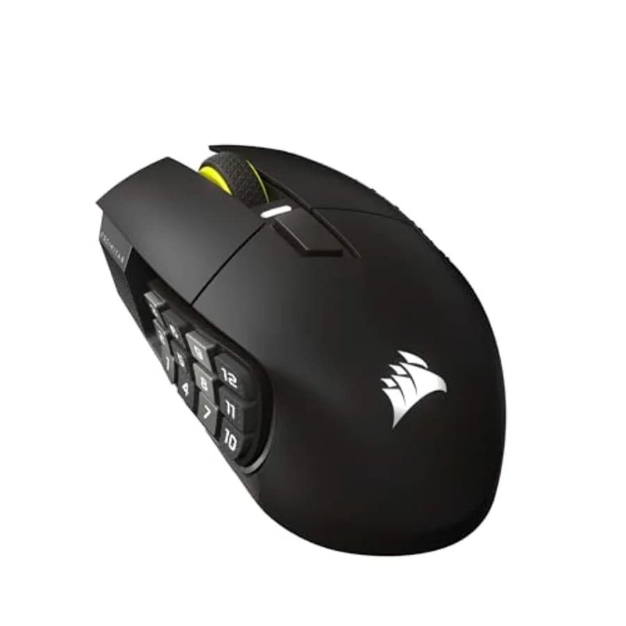 MMO gaming mouse for PC lightweight aluminum alloy body matte black finish 33000 DPI sensor 16 programmable buttons key slider