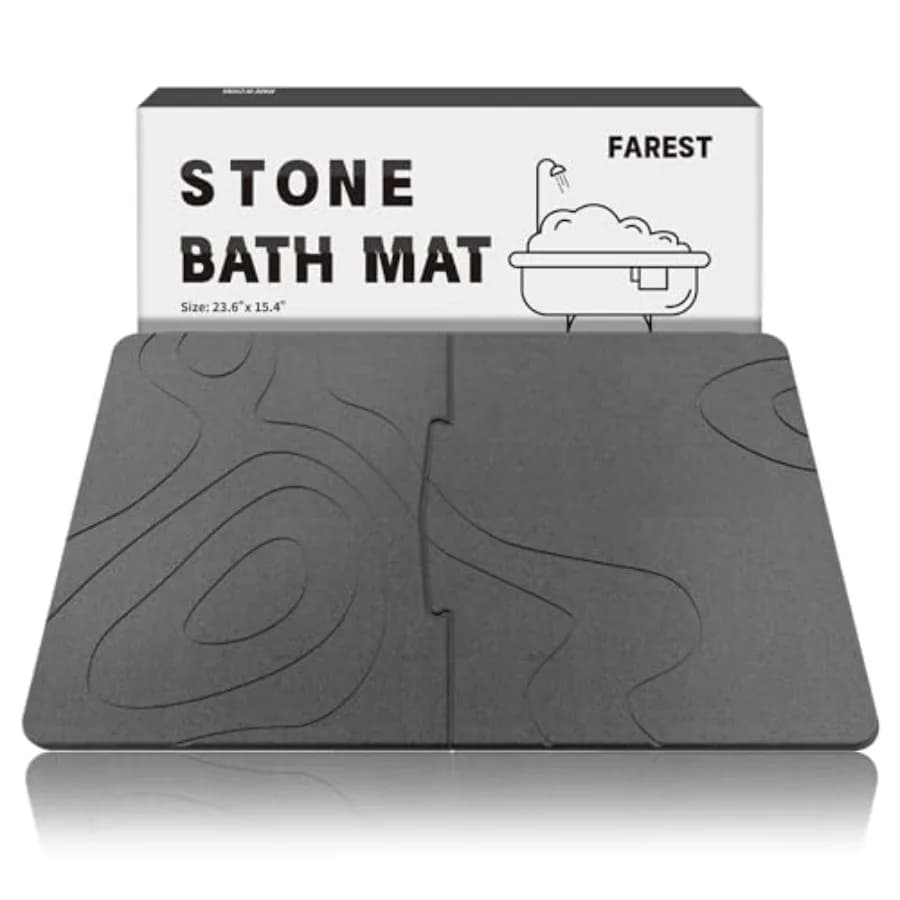 Tappetino da Bagno in Pietra 30x20, Extra Large, in Terra Diatomacea, Antiscivolo, ad Asciugatura Rapida, per Doccia e Bagno