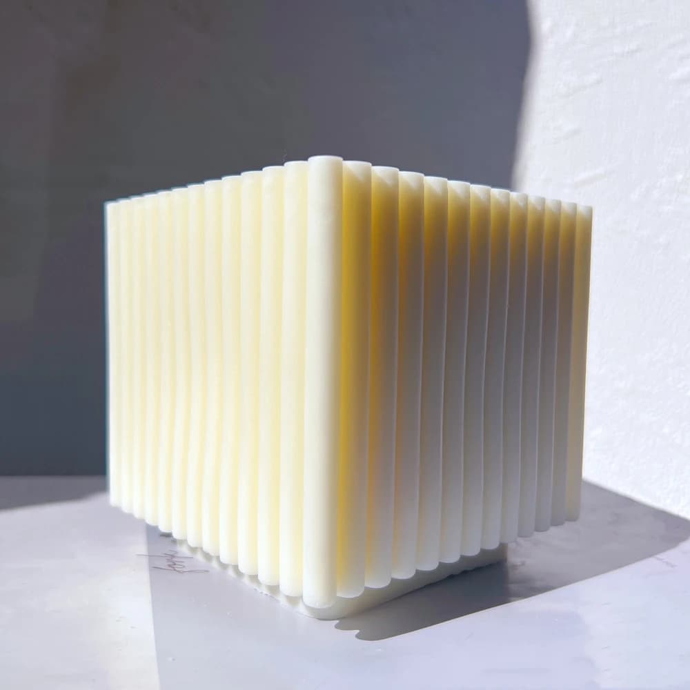 Big Size Ribbed Square Candles Mold Geometric Scented Soy Wax Silicone Molds Square Unique Abstract Art Wax Mould