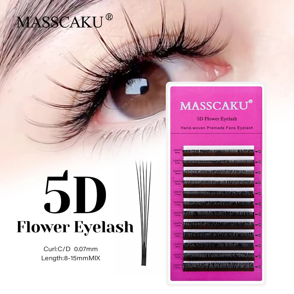 Extensive eyelashes with 5D tip to wholesale fast flowering Thickness 0.07 mm Easy to apply Pre-packed volume fans MASSCAKU eyelashes