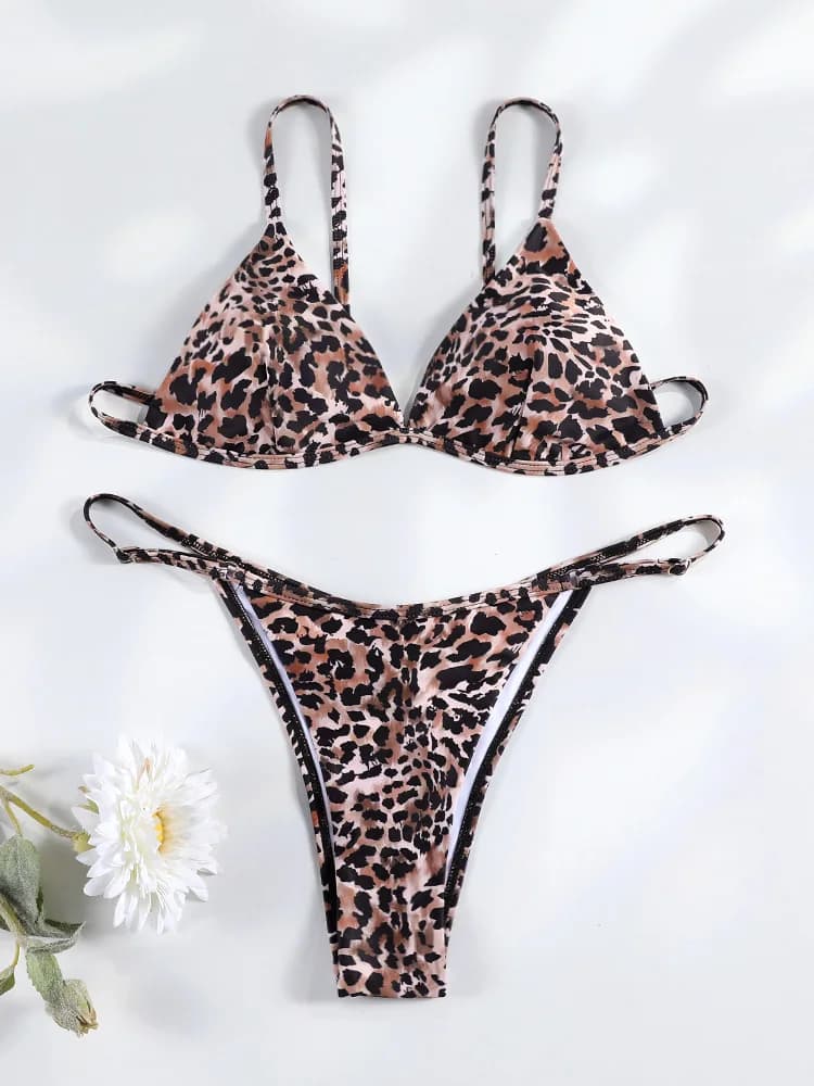 Bikini leopardato bikini push up set perizoma costume da bagno impiombato costumi da bagno da donna costumi da bagno estivi per donna nuovo