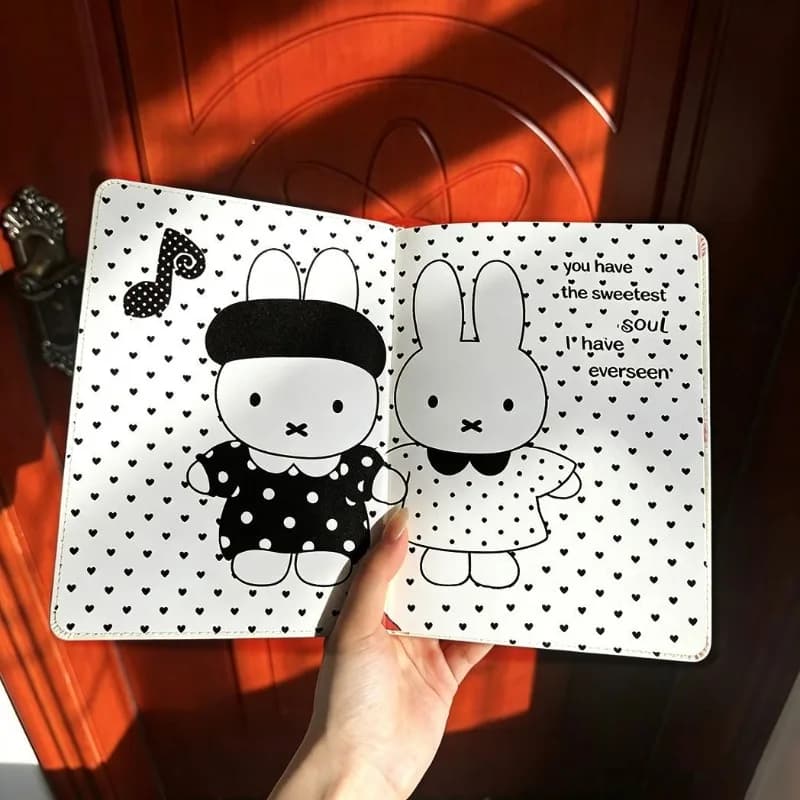 Miffy Leather Notebook for Students Cute Cartoon Thickened Diary High Aesthetic Journal with Inner Pages Kawaii Gift