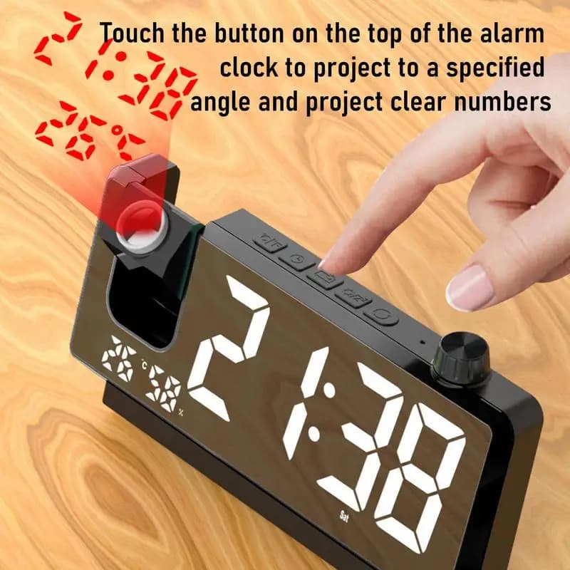 Orologio digitale Proiettore Display a LED HD Orologio a soffitto con sensore di temperatura Sveglia da comodino intelligente Girevole a 180 gradi