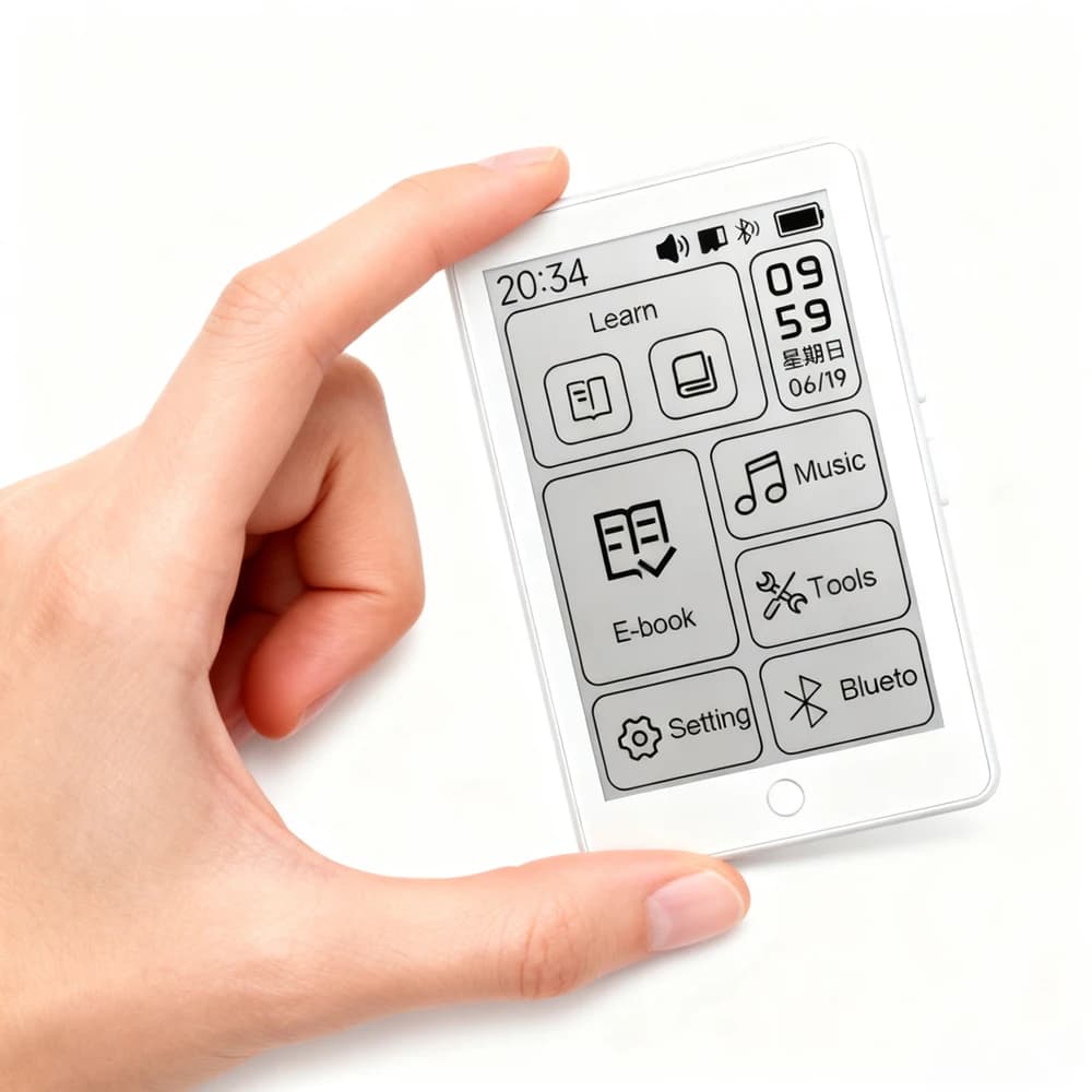 Lettore MP3 Famue con Scheda TF fino a 192G, Bluetooth, E-Book con Schermo E-Ink, Lettore Musicale, Registratore Vocale, Radio, FACILMENTE LEGGIBILE