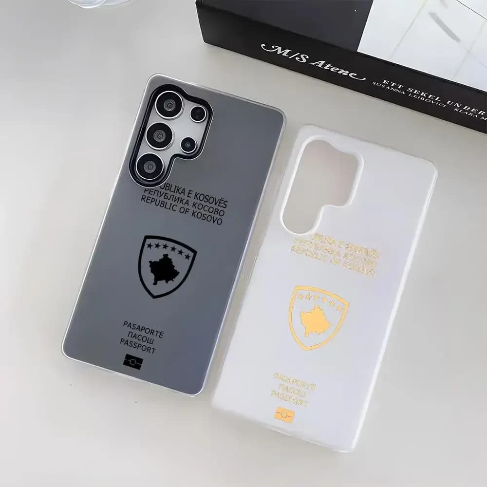 Kosovo Passport LOGO Phone Case For Samsung Galaxy S25 S24 S23 Ultra Jelly Clear Case Soft TPU 2-in-1 Shockproof Cover