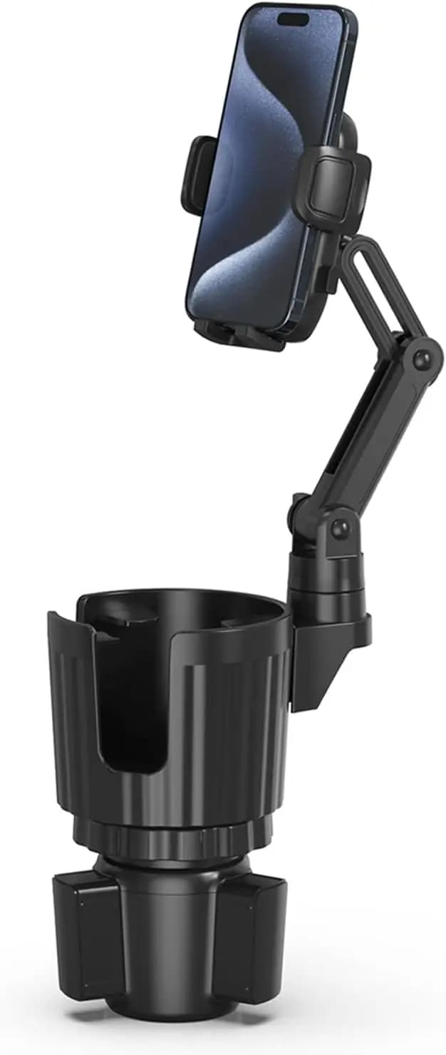 Adjustable base with support for phone, long arm with 360° rotation ° Support for Auto Phones Compatible with All Smartphones