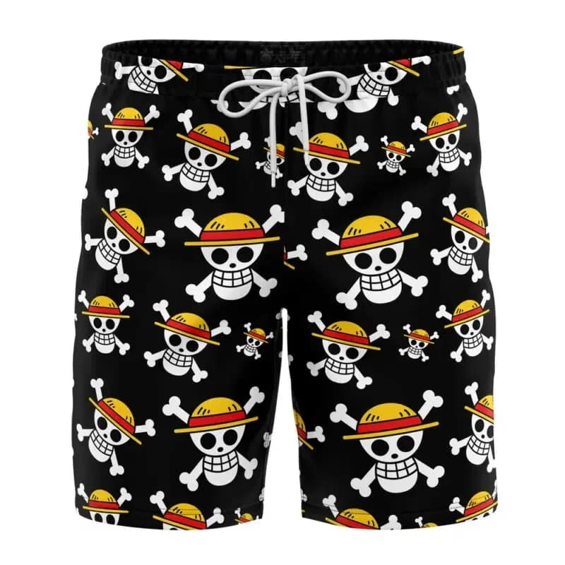 One Piece Luffy beach shorts inspired by Japanese, summer, breathable, fast drying, for adults and children, ideal for cosplay.