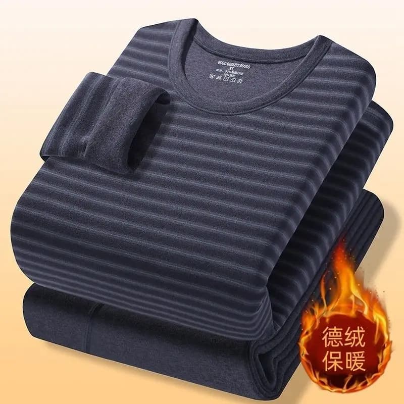 Autumn and Winter 2025 Set of men's thermal underwear Double-face in cold-proof German velvet Shirt with neck bottom Long underwear
