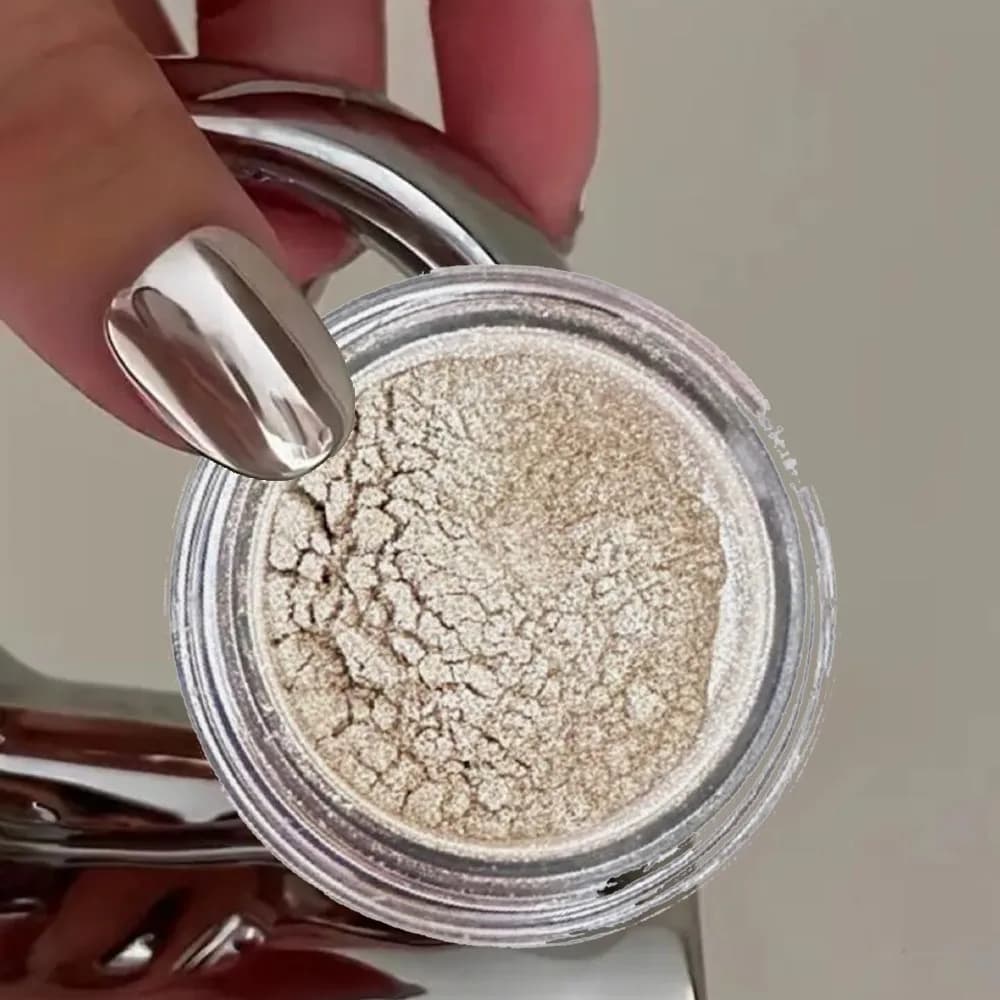 0,5 g/barattolo polvere per unghie cromata specchio metallico lucido polvere cromata per nail art glitter polvere di pigmento bianco argento per saloni domestici