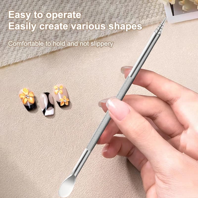 Penna per Nail Art a Doppia Punta 12,5cm, Multifunzione per Gel e Smalto, Personalizzabile per Scultura 3D e Decorazione Floreale