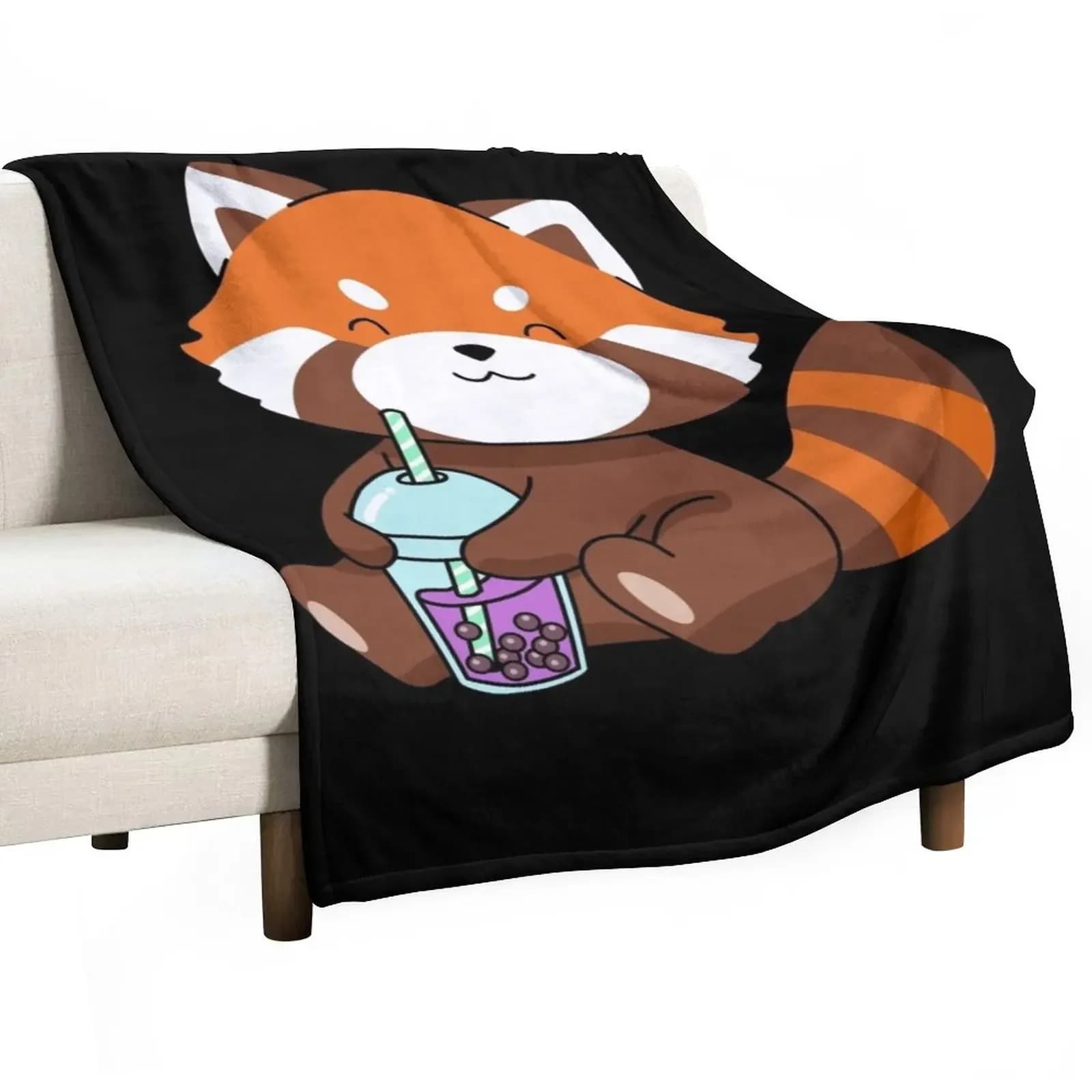 Bubble Tea Gift Girls Red Panda Boba Tea Bubble Tea Throw coperta soffici coperte morbide sacco a pelo coperta coperta da campeggio