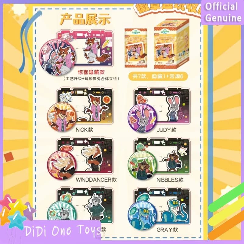 Autentico Zootopia 2 Badge Fun Collection Card Segnalibro acrilico Serie Blind Box Bella collezione di carte Regalo di tendenza della moda